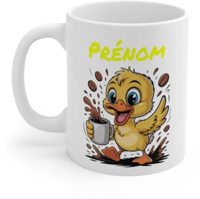 Teecustom Mug Hérisson Personnalisé – Tasse Café Mignonne et Énergique avec Prénom – Cadeau Original (Canard)