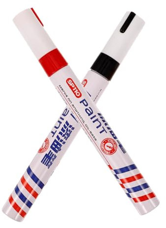 HOODANCOS Grabstein Beschriftungsstifte 2 Stück (Rot Schwarz) Wasserfest Ölbeständig Präzise für Grabsteininschriften und Reparatur von Verblasstem Lack 14.5cm 50g