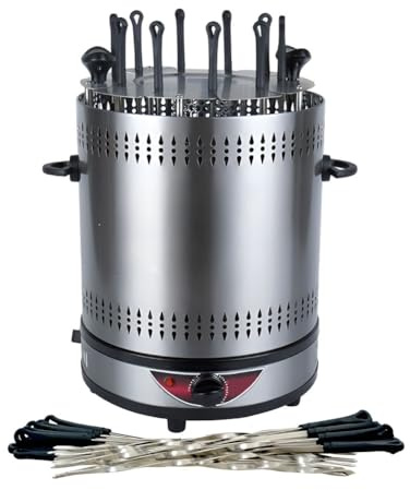 BOOZXCV Parrilla eléctrica Vertical sin Humo, asador Vertical de Carne sin Humo con rotación automática de 360°, Horno rotisserie Multifuncional, para Fiestas y barbacoas en casa 10