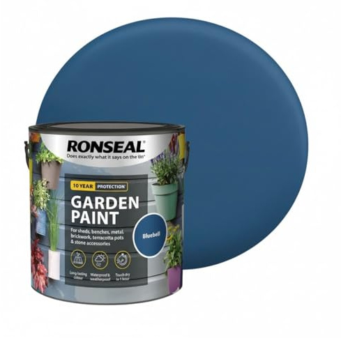 Milena Bluebell Garden Paint 2.5l, Water Based Wooden Paints, Fast Drying Matt Finish, Long Lasting Fade Resistance Fence Paint, DIY Colour for Brick, Flower Pots (Bluebell, 2.5 Litre)
