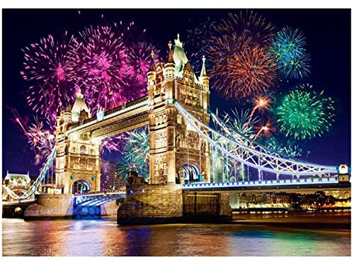 MXJSUA Diamond Painting 5D Diamanten Bild, Set zum Selbermachen, Tower Bridge, Diamond Painting Diamant Painting Erwachsene, Wanddekoration zum Selberbasteln, Daiments Painting für Home Wand Decor