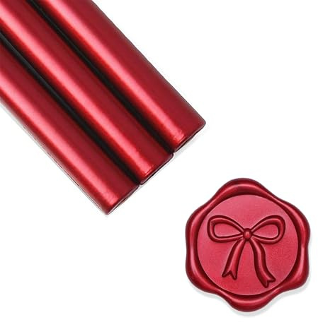 UNIQOOO Mailable Glue Gun Sealing Wax Sticks for Wax Seal Stamp - Metallic Burgundy Wine Red, For Birthday Cards, Wedding Invitations, Envelopes, Snail Mails, Wine Packages, Xmas Gift Ideas, Pack of 8