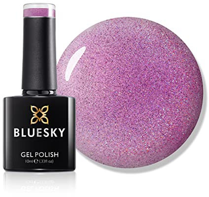 Bluesky Gel Nail Polish 10ml, Happily Ever After - CH10, Lilac Glitter | Soft violet sparkle with a fairytale finish that suits weddings and party nails. Chip resistant gloss for 21 days.