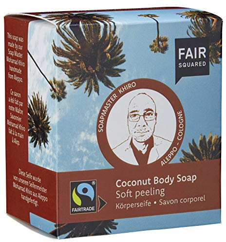 Fair Squared Coconut Body Soap Peeling - 2 x 80 Gramm - sanftes Peeling - Zero Waste - zertifizierte Naturkosmetik