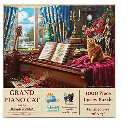 Puzzle SunsOut - Grand Piano Cat, 1.000 piese (Sunsout-42936)