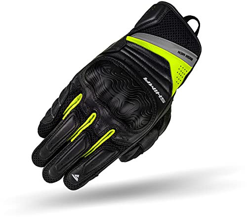 SHIMA RUSH Motorradhandschuhe - Atmungsaktive, Verstärkte, Stadt, Sommer, Touchscreen Handschuhe mit Knöchelprotektor, Handgelenk und Finger Aufpralldämpfer (Herren, Fluo, L)