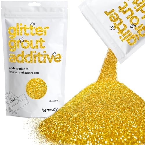 Hemway Glitter Grout Additive - Gold | 100g Microfine Metallic Flakes for Adding Sparkle to Old & New Kitchen & Bathroom Tiles | Enhance Your Indoor Grouting Projects with a Durable Sparkly Effect