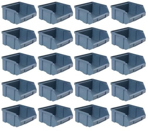 GarPet 20 x Stapelbox Gr.1 Sichtlagerkasten Set Lager Stapel Box Sortiment Kasten Werkstatt
