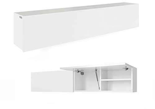 RODRIGO Badschrank Badmöbel Badezimmer Hängeschrank Schrank Hänger Hochglanz 80cm 120cm 160cm 200 cm 240 cm (korpus matt weiß + weiß matt, 160x30x25 (L/H/B))