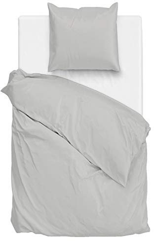 ZO! HOME Satin Bettwäsche 135x200 cm Satinado Uni Silber Ash Grey