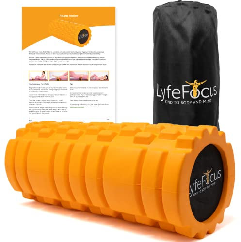LyfeFocus Premium Trigger Point Foam Roller (Orange) - Multi Druckpunkt mit 3 einzigartigen Formen für Muskelverspannungen - Fachärzte zugelassene Sportmassagerolle für Tiefengewebetherapie - Mit