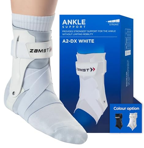 Zamst A2-DX Weiß Knöchelbandage mit stabilisierenden Guards - Links, XL | Atmungsaktive Knöchelbandage für Damen und Herren mit stabilisierenden Guards bei schwerer Außenbandverletzung.