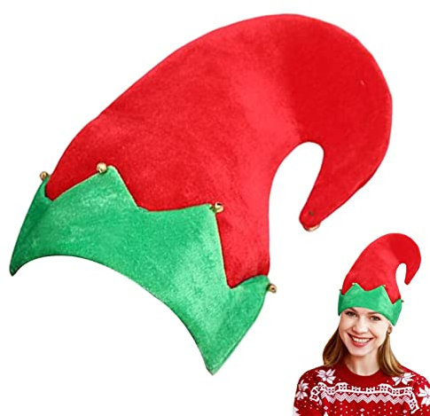 Weihnachtsmütze aus Filz – Elch-Elfen-rote Hosen, gestreift, Beine, Weihnachtsmütze, Urlaub, Partyhüte, passend für die meisten Unisex-Hüte für Kinder, Jugendliche, Erwachsene