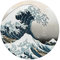 REINDERS Glasbild, Hokusai - Die große Welle, Schlafzimmer, Poster, Wanddeko, Glasbilder, Glas, Blau, Ø 50cm
