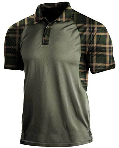 Mens Camouflage Outdoor Polo Shirt Short Sleeves Military Tactical Golf T-Shirts Athletic Moisture Wicking Casual Tees(Xc-Grey,3X-Large)