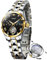 OUPINKE Armbanduhr für Damen, automatisch, luxuriös, Diamant-Skelett, selbstaufziehend, mechanisch, elegantes Kleid, Damen-Armbanduhr, Saphirglas, wasserdicht, leuchtend, Goldfarben / Schwarz,