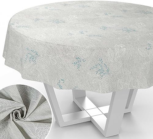 Stoff Tischdecke Tischwäsche Textil Tischtuch Baumwolle Polyester Gewebe abwaschbar pflegeleicht, in rund oval eckig Japondi Grau Rund 120cm Schnittkante