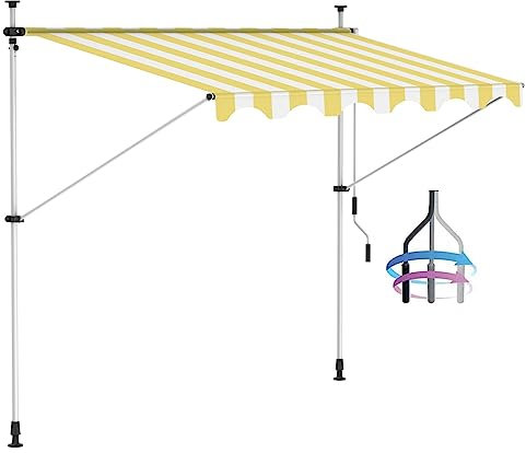 Klemmmarkise Markise Balkon ohne Bohren, Balkonmarkise Balkon Markise, Freistehende Faltmarkise Markise mit Handkurbel, Höhenverstellbar Terrassenüberdachung 3.5m J