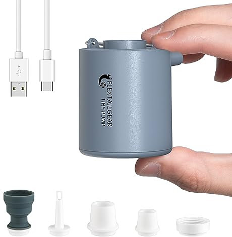 FLEXTAILGEAR Tiny Pump, Portable Electric Air Pump, Vacuum Pump,Powerful In/Deflate,5 Multiple nozzles,Pool Floats Air Bed, Air Mattress, Swimming Ring, Vacuum Storage Bags