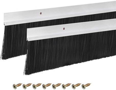 sourcing map 2 cepillos de puerta de barrido inferior en forma de H con cepillo de nailon de 70 mm para el hogar, industrial (1000 mm de largo x 100 mm de ancho, plateado)