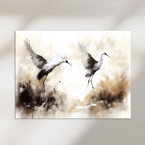 Dekomundo Tanz der Kraniche Kunstdruck von Original Zeichnung, 50x70 cm