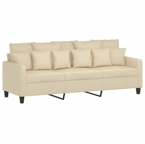 Gecheer Sofa 3-Sitzer Loungesofa Schlafsofa Couch mit Armlehnen Clubsofa,Gästebett Sofabett Bettcouch Wohnzimmersofa Schlafcouch 198 x 77 x 80 cm (B x T x H),Sitzmöbel Dreisitzer,Stoff Metall Creme
