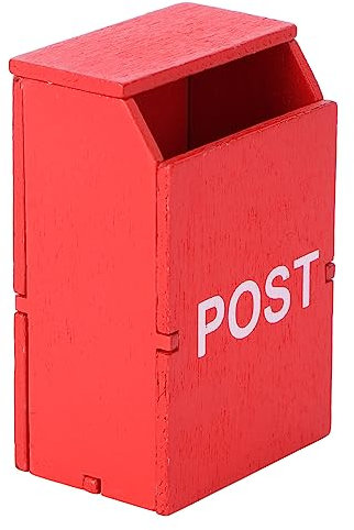 Puppenhaus Miniatur Briefkasten - 1:12 Puppenhaus Zubehör Holz Briefkasten Kinder, Mini Holz kinderpostfach für Kinder Mädchen Wichteltür Wichtel Zubehör, Rot