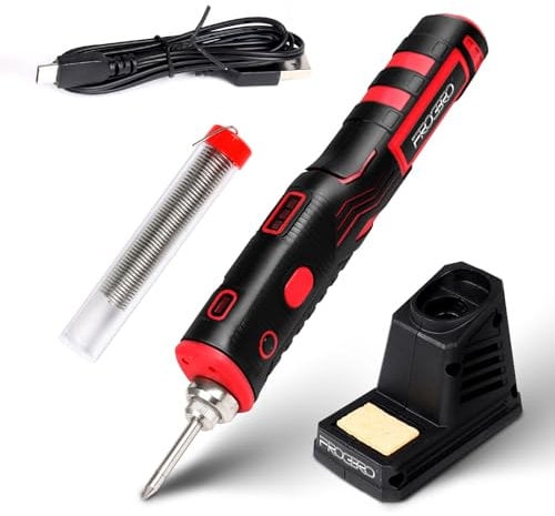 Saldatore a batteria con batteria da 2500 mAh e luce a LED, max. 520 °C, 11 W, riscaldamento rapido, saldatore portatile senza fili per principianti e professionisti