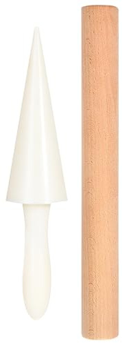 HOLIDYOYO Eierkegelform Mit Holzstab 9.84 Zoll Ergonomischer Teigroller Für Eiscreme Waffelhörnchen Und DIY Backzubehör Küchenhelfer