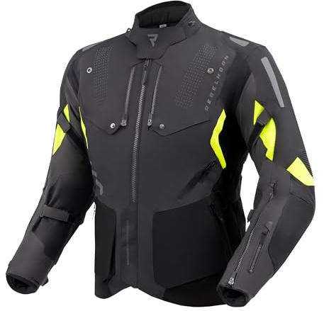 REBELHORN Hiker IV Motorradjacke Herren | Textil | Ellbogen und Schulterprotektoren Stufe 2 | Herausnehmbares In & Out Membran | 2 Belüftungspaneele | 4 Belüftungskanäle