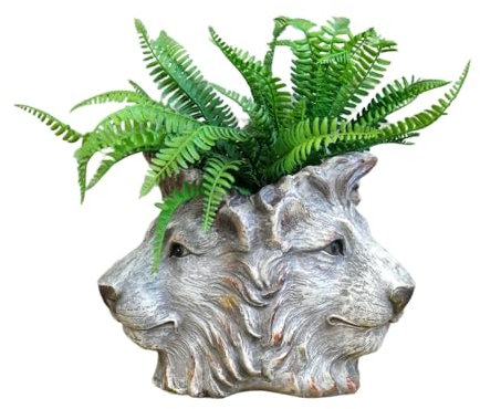 Gifts Direct 2 U Decorative Plant Pot Resin 3 Lion Head Planter Animal Design Home Decoration