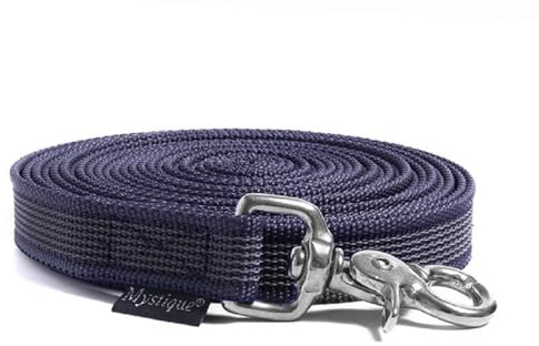 Mystique® Gummierte Schleppleine 20mm mit HS rostfreiem Scherenkarabinerhaken royal blau 7,5m