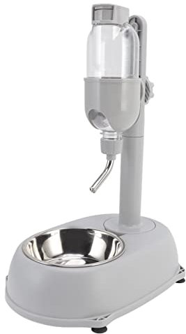 Dog Water Bottle with Bowl, 2 in 1 Water Bottle Stand Dispenser with Food Container Adjustable Pets Dog Bowl Feeder Drinking Bottle, for Cats Dogs Gerbil Rat Dwarf Hamster