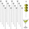 16PCS Cocktail Picks, Reusable Stainless Steel Toothpicks Martini Olive Skewers, Upgrade Metal Drinks Skewers Garnish Sticks