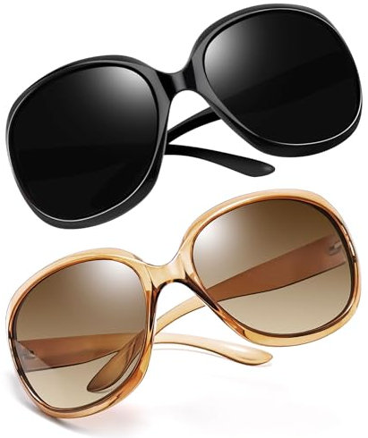 Joopin Große Sonnenbrille Damen Polarisiert UV400 Klassische und Übergroße Sonnenbrille Modern Braun 2025 Trendy Oversized für Fahren und Reisen (Schwarz und Hellbraun)