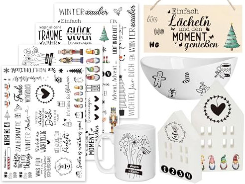 Sugeru Rub On Sticker - 4PCS Set | Sprüche Deko für Geburtstag, Raysin Keraflott, Silikonformen Gießformen, Hochzeit, Familie Folie für Möbel, Glas, Holz, Fotoalbum, Aufkleber Aesthetic (Advent I)