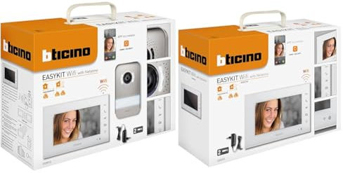 Bticino 310913 EASYKIT WIFI VIDEOCITOFONO MONOFAMILIARE Plug-In 2 Fili con 1 Pulsantiera & 335253 VIDEOCITOFONO WIFI MONITOR INTERNO AGGIUNTIVO 2 Fili, Display 7 pollici