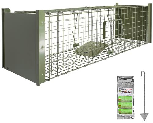 Petigi Lebendfalle Drahtfalle Marder Lebend Wiesel Garten Kaninchen Abwehr Fuchs Umsiedeln Falle Haus Zubehör Vertreiben Dachboden 120 x 34 x 34 cm Grün