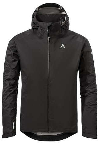 Schöffel Herren 2.5L Jacket Tarvis M, leichte Fahrradjacke mit 2-Wege-Stretch, multifunktionale, wasserdichte Regenjacke mit integrierter Pack-Away Tasche, atmungsaktiv, black, 56