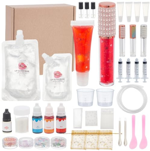 WEBEEDY DIY Lippenglanz Machen Kit 37 Pcs Feuchtigkeitsspendende Lip Glaze Handmade Set für Frauen Anfänger, Machen Sie Ihre Einzigartige Geschenke Lipgloss Kit Lipgloss machen Zubehör Set Spaß