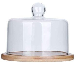 Bandejas de madera para repostería de uso doméstico, plato de ensalada de frutas acanalado, soporte de vidrio abovedado para postres, cubierta para conservación de alimentos de cafetería, servidor de