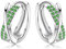 Creolen Silber 925 Mit Zirkonia für Damen Mädchen - Klein Huggie Schlafen Knorpel Ohrringe 10mm (Grün)
