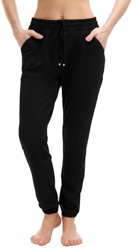 Walifrey Womens Joggers with Pockets, Drawstring Sweatpants Women for Lounging Jogging Gym and Workout Black,1 Pack Black XL