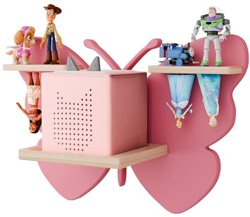 Eostbe Schmetterling-Tonie-Regal für Tonie- und Tonie-Box, magnetisches Tonie-Holzregal für Tonie-Aufbewahrung, niedliches Tonie-Wandregal für 8–12 Tonie-Figuren, Tonie-Box-Regal zur Wandmontage für