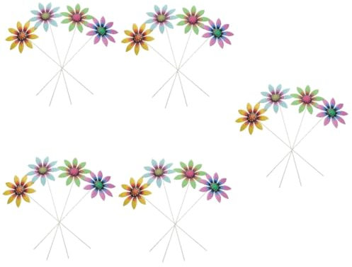 PRETYZOOM 5 Sätze Blumen-plugin Terassendeko Outdoordeko Große Töpfe Für Pflanzen Im Freien Pavillon Beleuchtet Kronleuchter Im Freien Gartenblumenschild Aus Metall Gartenpfahl 4 Stück * 5