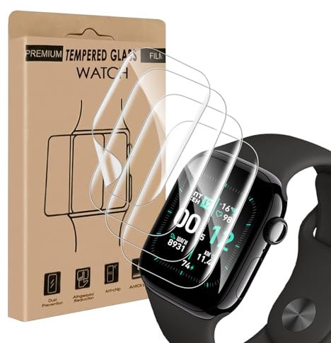 Bodyguard 4 pièces Verre Trempé pour Apple Watch Series 10(46mm), 9H Dureté, Vitre Protection en TPU Flexible, Anti-huile, 0.33mm Grande clarté iWatch 10 46mm protection écran