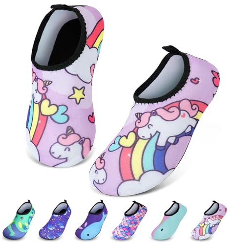 AOOSU Chaussures Aquatiques Enfant, Chaussures de Plage Chaussures D'eau Séchage Rapide Antidérapant Pieds Nus pour Piscine Surf Sport Yoga