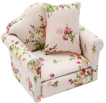 Coriver Puppenhaus Sofa, 1:12 Puppenhaus Möbel, Puppenhaus Couch Modell, Simulationszubehör, Puppen Heimdekoration mit Kissen, Mini Möbel Sofa Set