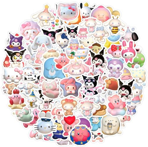 100 PCS 3D Stickers for Children Cute Kawaii Stickers Vinyl Waterproof Aesthetically for Skateboard Guitar Laptops Scrapbook Phones Bike Suitcase for Teenagers Boys Girls Adults