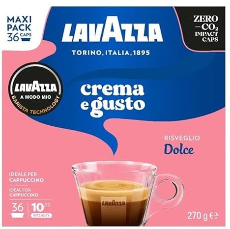 Lavazza A Modo Mio Crema e Gusto Dolce Coffee Capsules, Maxi Pack - Total 36 Pods
